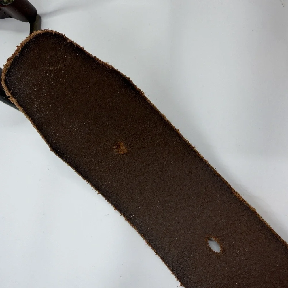 Timberland Brown Genuine Leather Belt Men's Size 34 Brown Top Stitching